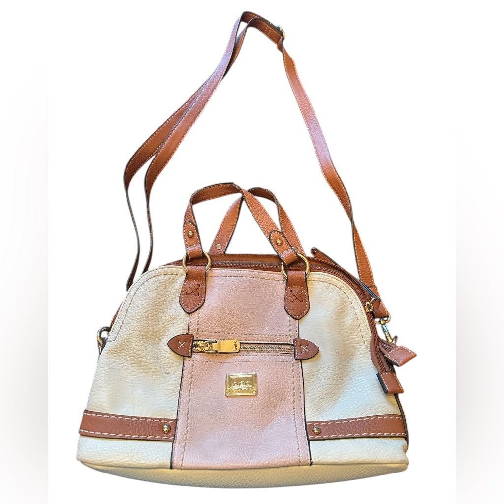 B.O.C Cream And Brown Leather Handbag